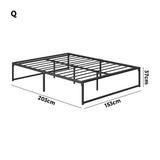 Maurizzi Premium Full Metal Platform Bed in Black | Reinforced Durable Metal Floating Bed Base