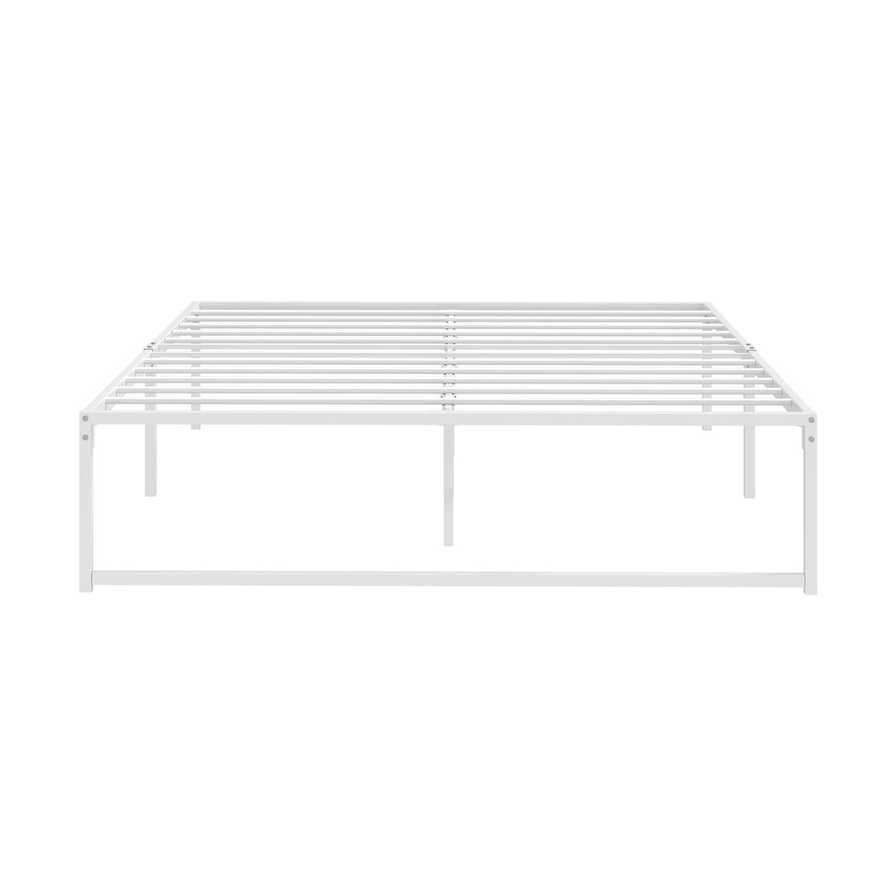 Maurizzi Premium Full Metal Platform Bed in White | Reinforced Durable Metal Floating Bed Base | 4 Sizes