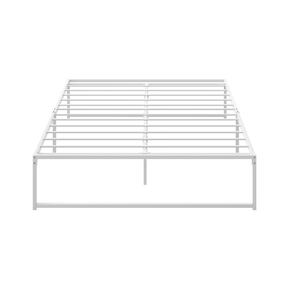 Maurizzi Premium Full Metal Platform Bed in White | Reinforced Durable Metal Floating Bed Base | 4 Sizes