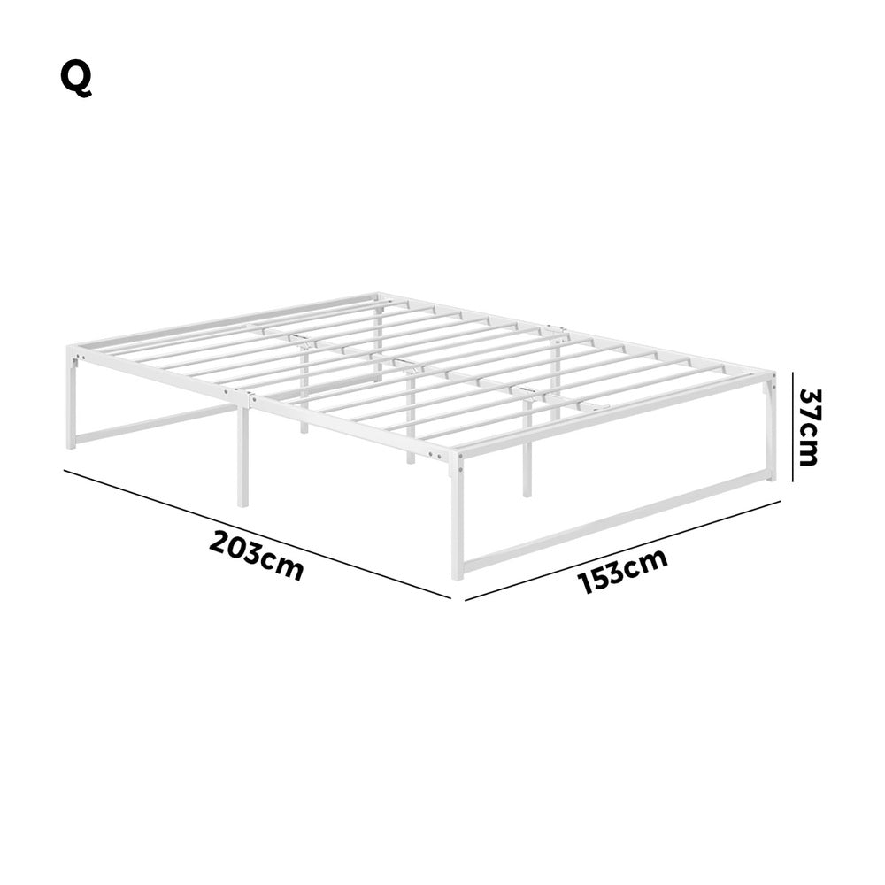 Maurizzi Premium Full Metal Platform Bed in White | Reinforced Durable Metal Floating Bed Base | 4 Sizes