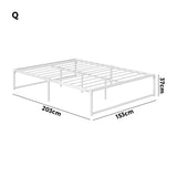 Maurizzi Premium Full Metal Platform Bed in White | Reinforced Durable Metal Floating Bed Base | 4 Sizes