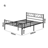 Misuzi Vintage Full Metal Extra Strong Bed Frame | Sturdy Metal Designer Bed in Black | 3 Sizes