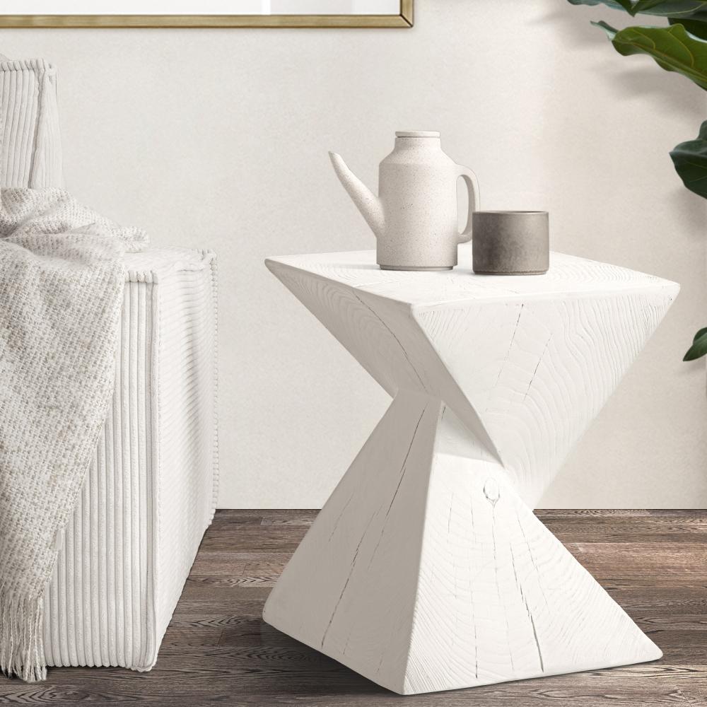 Terzzi Two In One Concrete Diamond Stool or Bedside Table | Indoor Outdoor Verstaile Modern Side Table Stool Stand | 2 Finishes