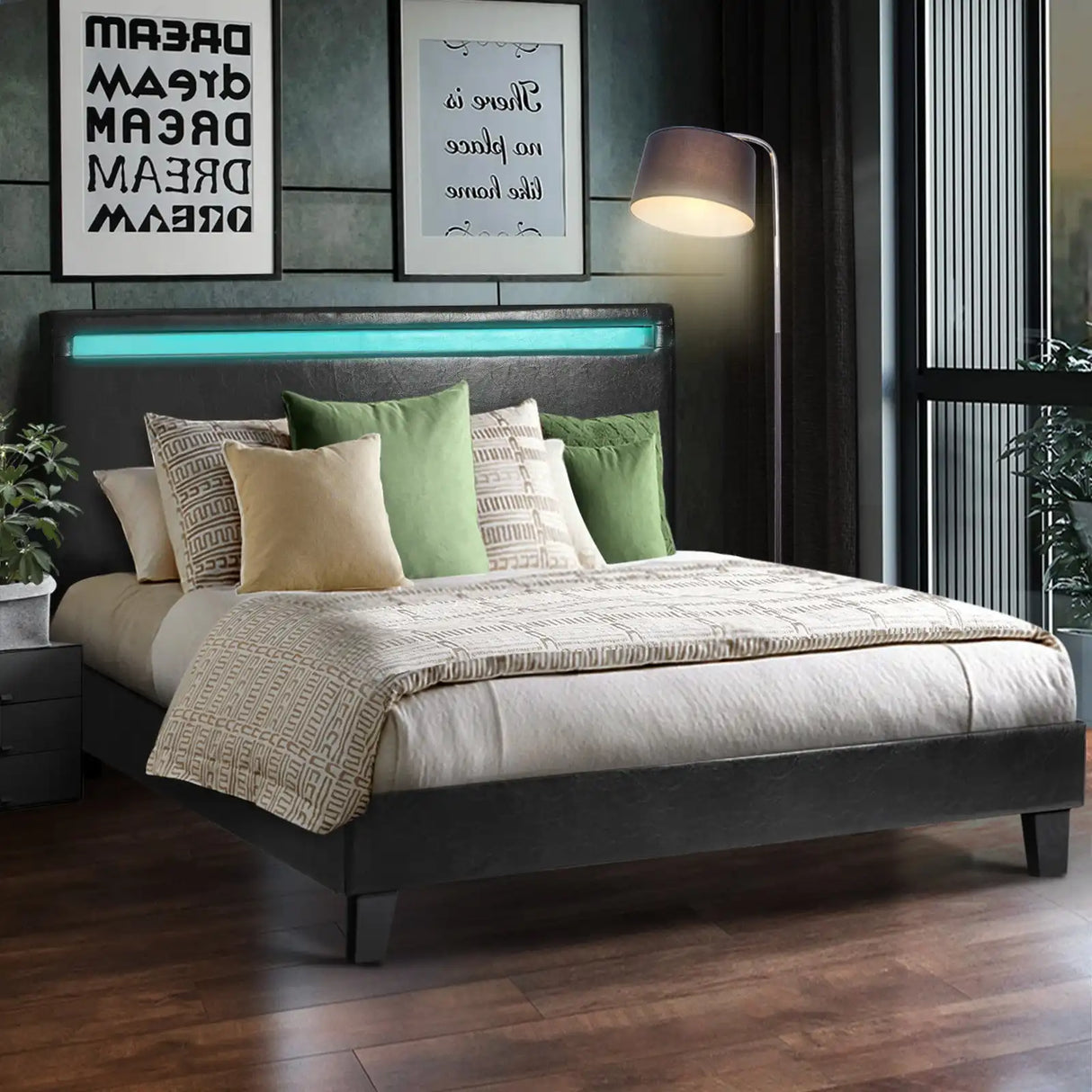 Piazzi PU Leather or Fabric Slimline Modern Bed | High Quality Sturdy Modern Bed with LED Option | 5 Sizes