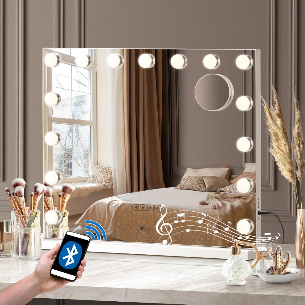 Starque LED Bright Hollywood Standing Mirror |3 Touch LED Touch Mirror with 10x Mini Magnifer