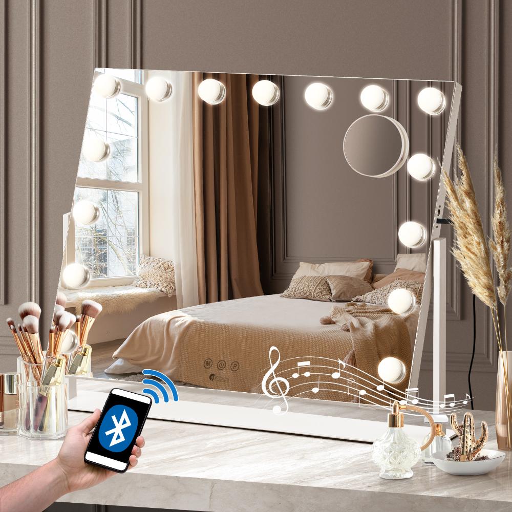 Starque LED Bright Hollywood Standing Mirror |3 Touch LED Touch Mirror with 10x Mini Magnifer