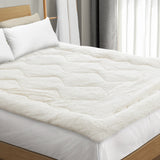 Luxore Ultra Plush Reversible Sherpa Fleece Underlay | Two Sided Super Warm Sherpa Mattress Topper