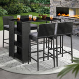 Biso Deluxe Outdoor Rattan Wicker Bar Sets | Weather Resistant Durable Rattan Bar Patio Sets In Black