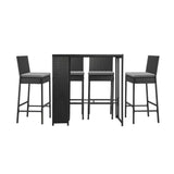 Biso Deluxe Outdoor Rattan Wicker Bar Sets | Weather Resistant Durable Rattan Bar Patio Sets In Black