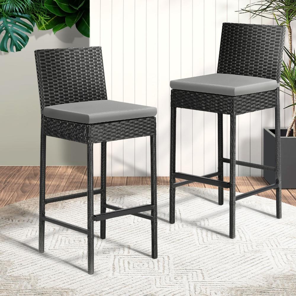 Biso Deluxe Outdoor Rattan Wicker Bar Sets | Weather Resistant Durable Rattan Bar Patio Sets In Black