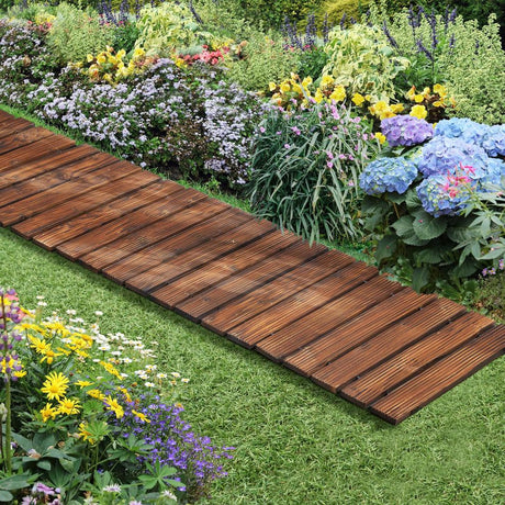 2.4m Wooden Garden Pathway Slats | Portable High Quality Weatherproof Garden Pathway | 2 Finishes