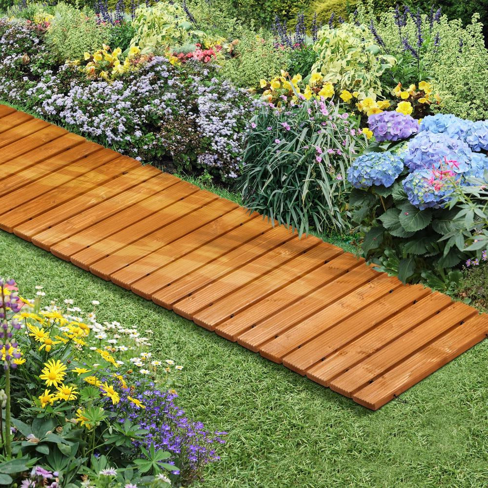 2.4m Wooden Garden Pathway Slats | Portable High Quality Weatherproof Garden Pathway | 2 Finishes