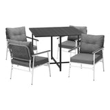 Empire White 5pc Modern Table and Chair Outdoor Set | Designer Cushioned Chairs and Table Patio Furniture Set