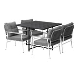 Empire White 5pc Modern Table and Chair Outdoor Set | Designer Cushioned Chairs and Table Patio Furniture Set