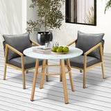 Playa Bonita 3 or 5pc Marble Style Table and Chair Outdoor Set | Soft Cushioned Chairs and Table Patio Furniture Set in Three Models