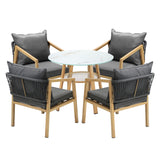 Playa Bonita 3 or 5pc Marble Style Table and Chair Outdoor Set | Soft Cushioned Chairs and Table Patio Furniture Set in Three Models