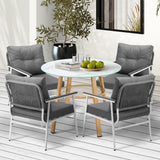 Playa Bonita 3 or 5pc Marble Style Table and Chair Outdoor Set | Soft Cushioned Chairs and Table Patio Furniture Set in Three Models