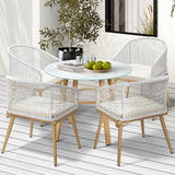 Playa Bonita 3 or 5pc Marble Style Table and Chair Outdoor Set | Soft Cushioned Chairs and Table Patio Furniture Set in Three Models