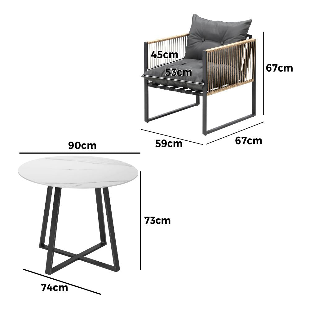 Premium 3 or 5pc Nuvo Table and Chair Outdoor Set | Soft Cushioned Chairs and Table Patio Furniture Set in Four Models