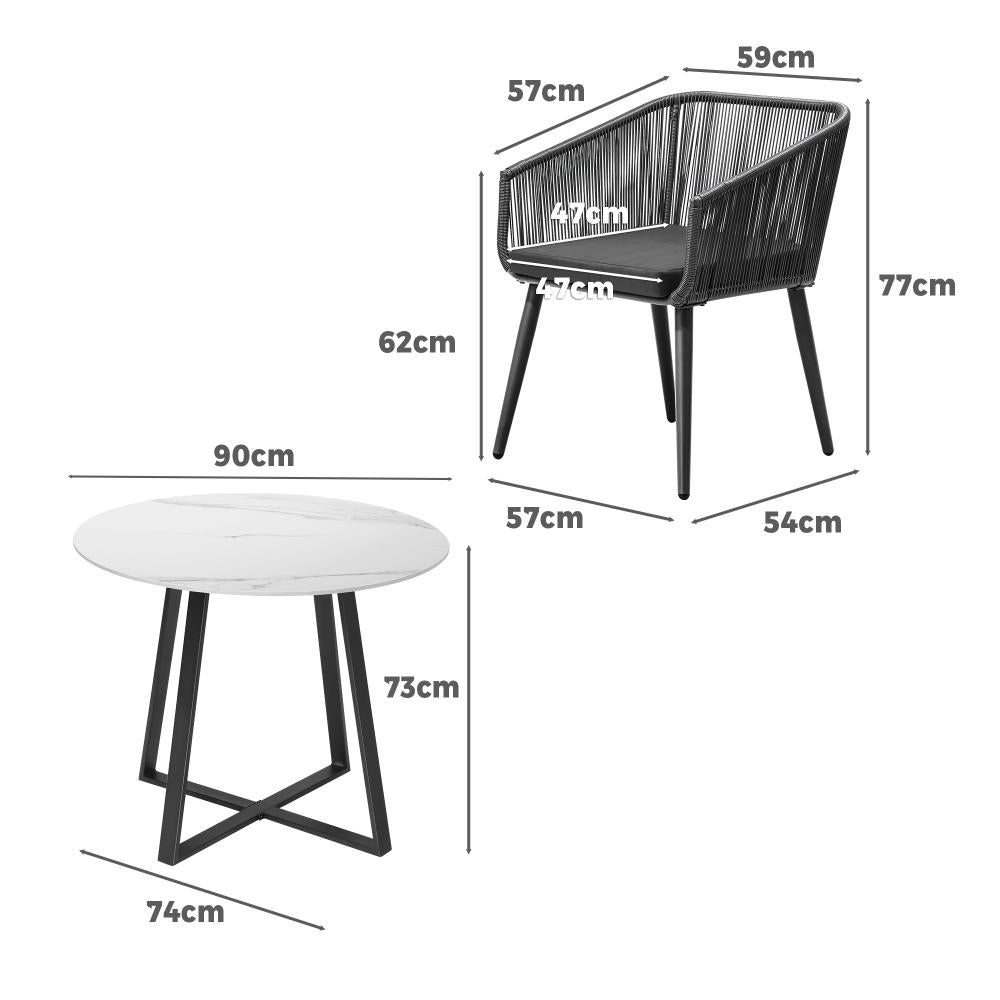 Imoli Modern Designer Outdoor Furniture Set | 3 or 5 Piece Rope Style High Quality Lounge Setting | Balcony Patio Set