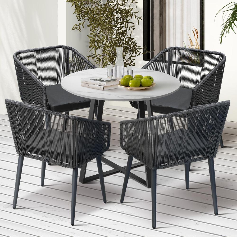 Imoli Modern Designer Outdoor Furniture Set | 3 or 5 Piece Rope Style High Quality Lounge Setting | Balcony Patio Set