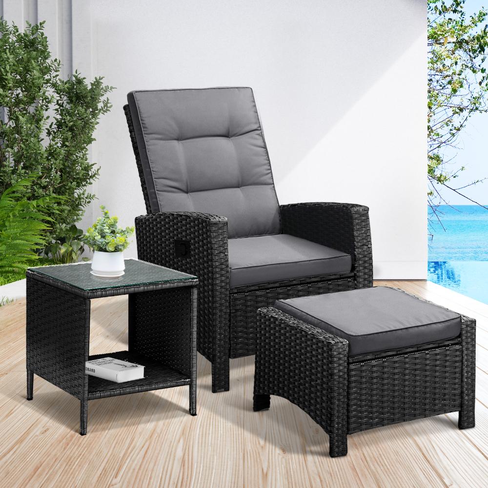 Amalfi Lux Rattan Wicker Outdoor Lounger Set | High Quality Weather Resistant Garden Patio Furniture Set | Adjustable Cushioned Lounger Sets | 2 Finishes