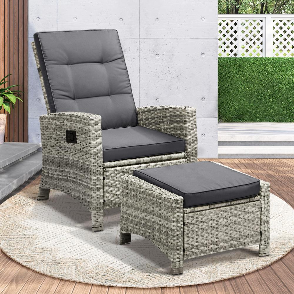 Amalfi Lux Rattan Wicker Outdoor Lounger Set | High Quality Weather Resistant Garden Patio Furniture Set | Adjustable Cushioned Lounger Sets | 2 Finishes