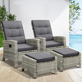 Amalfi Lux Rattan Wicker Outdoor Lounger Set | High Quality Weather Resistant Garden Patio Furniture Set | Adjustable Cushioned Lounger Sets | 2 Finishes