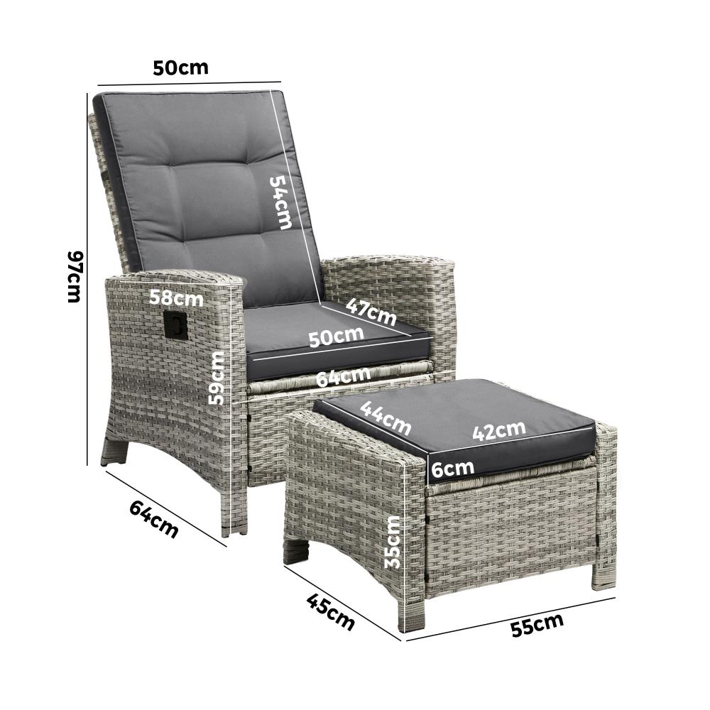 Amalfi Lux Rattan Wicker Outdoor Lounger Set | High Quality Weather Resistant Garden Patio Furniture Set | Adjustable Cushioned Lounger Sets | 2 Finishes