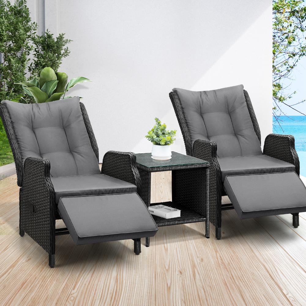 Positano Lux Rattan Wicker Outdoor Lounger Set | High Quality Weather Resistant Garden Patio Furniture Set | Adjustable Cushioned Lounger Sets | 2 Finishes