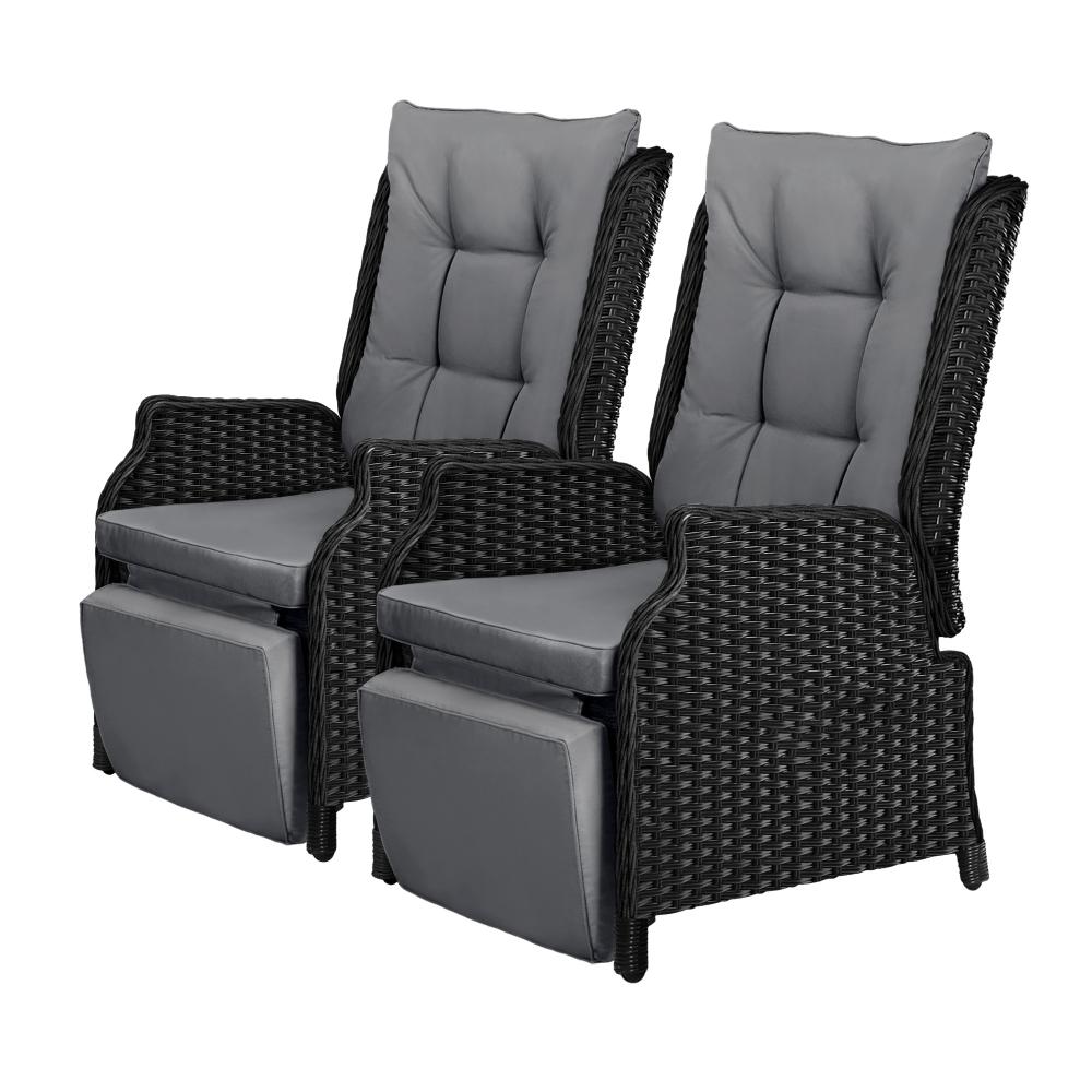 Positano Lux Rattan Wicker Outdoor Lounger Set | High Quality Weather Resistant Garden Patio Furniture Set | Adjustable Cushioned Lounger Sets | 2 Finishes