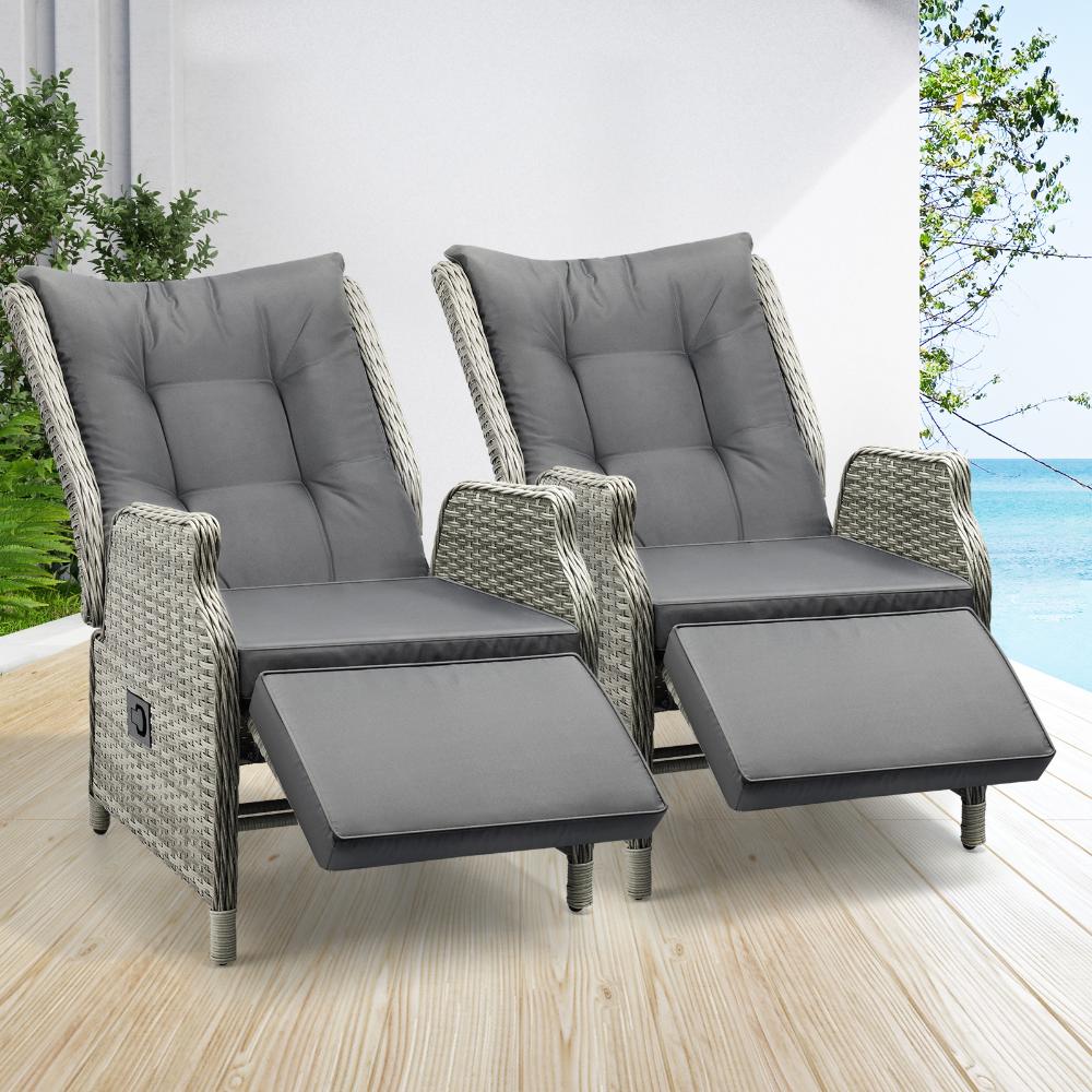 Positano Lux Rattan Wicker Outdoor Lounger Set | High Quality Weather Resistant Garden Patio Furniture Set | Adjustable Cushioned Lounger Sets | 2 Finishes