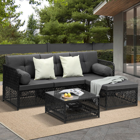 Palermo High Quality Wicker Outdoor Lounge Set | 4 or 6 Seater Modern Rattan Lounge Set with Table | 3 Colours