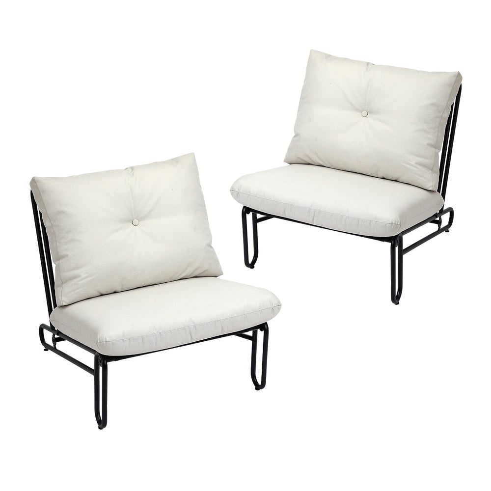 Set of Two Amalfi Plush Cushioned Weatherproof Outdoor Lounge Chairs | Super Comfy Outdoor Sofa Chairs