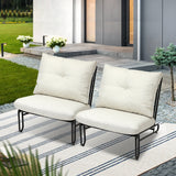 Set of Two Amalfi Plush Cushioned Weatherproof Outdoor Lounge Chairs | Super Comfy Outdoor Sofa Chairs