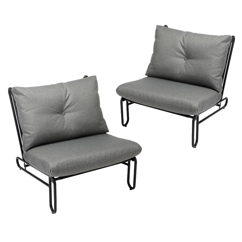 Set of Two Amalfi Plush Cushioned Weatherproof Outdoor Lounge Chairs | Super Comfy Outdoor Sofa Chairs