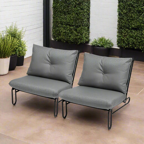 Set of Two Amalfi Plush Cushioned Weatherproof Outdoor Lounge Chairs | Super Comfy Outdoor Sofa Chairs