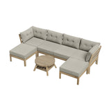 Playa Orsini Wooden Outdoor Lounge Set with Table | Modern Beige Cushion Outdoor Lounge Set | 4-6 Seater