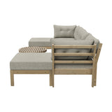 Playa Orsini Wooden Outdoor Lounge Set with Table | Modern Beige Cushion Outdoor Lounge Set | 4-6 Seater