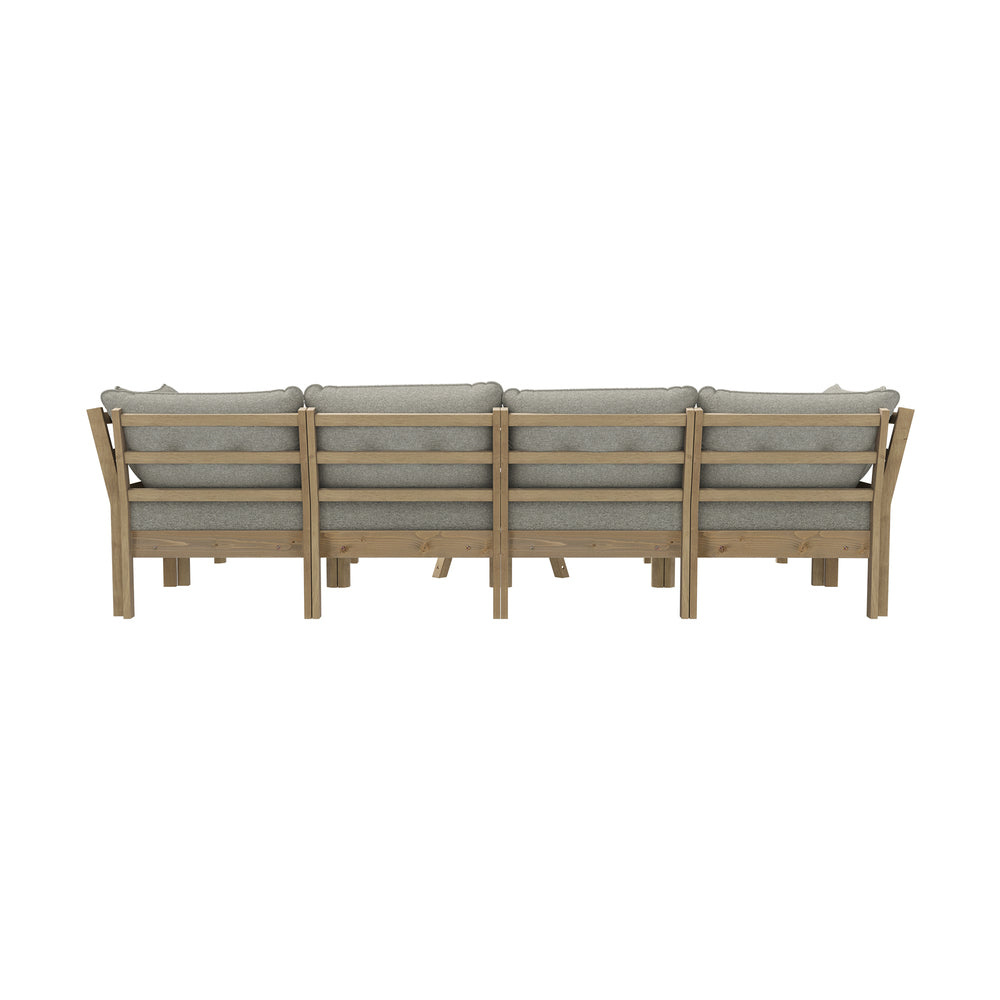 Playa Orsini Wooden Outdoor Lounge Set with Table | Modern Beige Cushion Outdoor Lounge Set | 4-6 Seater