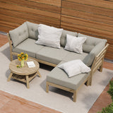 Playa Orsini Wooden Outdoor Lounge Set with Table | Modern Beige Cushion Outdoor Lounge Set | 4-6 Seater