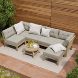 Playa Orsini Wooden Outdoor Lounge Set with Table | Modern Beige Cushion Outdoor Lounge Set | 4-6 Seater