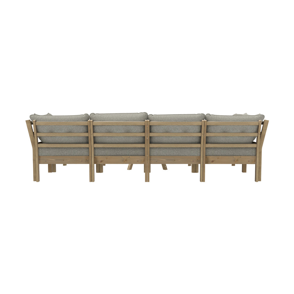 Playa Orsini Wooden Outdoor Lounge Set with Table | Modern Beige Cushion Outdoor Lounge Set | 4-6 Seater