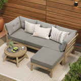 Playa Orsini Wooden Outdoor Lounge Set with Table | Modern Grey Cushion Outdoor Lounge Set | 4-6 Seater