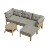 Playa Orsini Wooden Outdoor Lounge Set with Table | Modern Grey Cushion Outdoor Lounge Set | 4-6 Seater