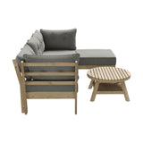 Playa Orsini Wooden Outdoor Lounge Set with Table | Modern Grey Cushion Outdoor Lounge Set | 4-6 Seater