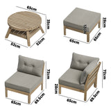 Playa Orsini Wooden Outdoor Lounge Set with Table | Modern Grey Cushion Outdoor Lounge Set | 4-6 Seater