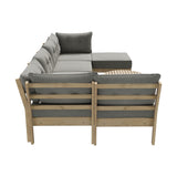 Playa Orsini Wooden Outdoor Lounge Set with Table | Modern Grey Cushion Outdoor Lounge Set | 4-6 Seater