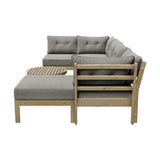 Playa Orsini Wooden Outdoor Lounge Set with Table | Modern Grey Cushion Outdoor Lounge Set | 4-6 Seater