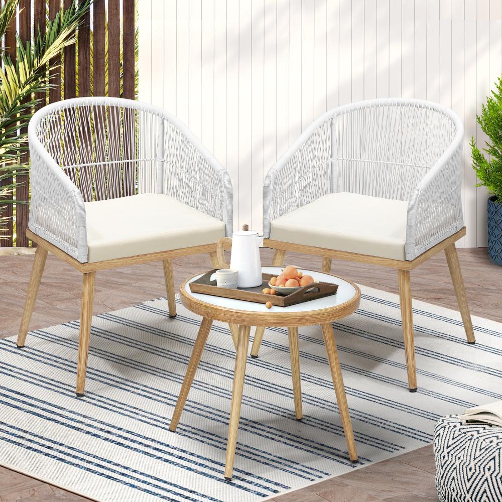 Breeze Designer 3 Piece Outdoor Patio Set | 3pc Soft Cushioned Modern Outdoor Furniture Set